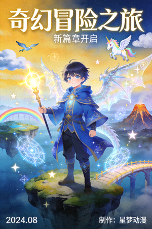 日本动漫海报：奇幻冒险角色