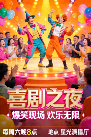 综艺节目海报：喜剧表演现场